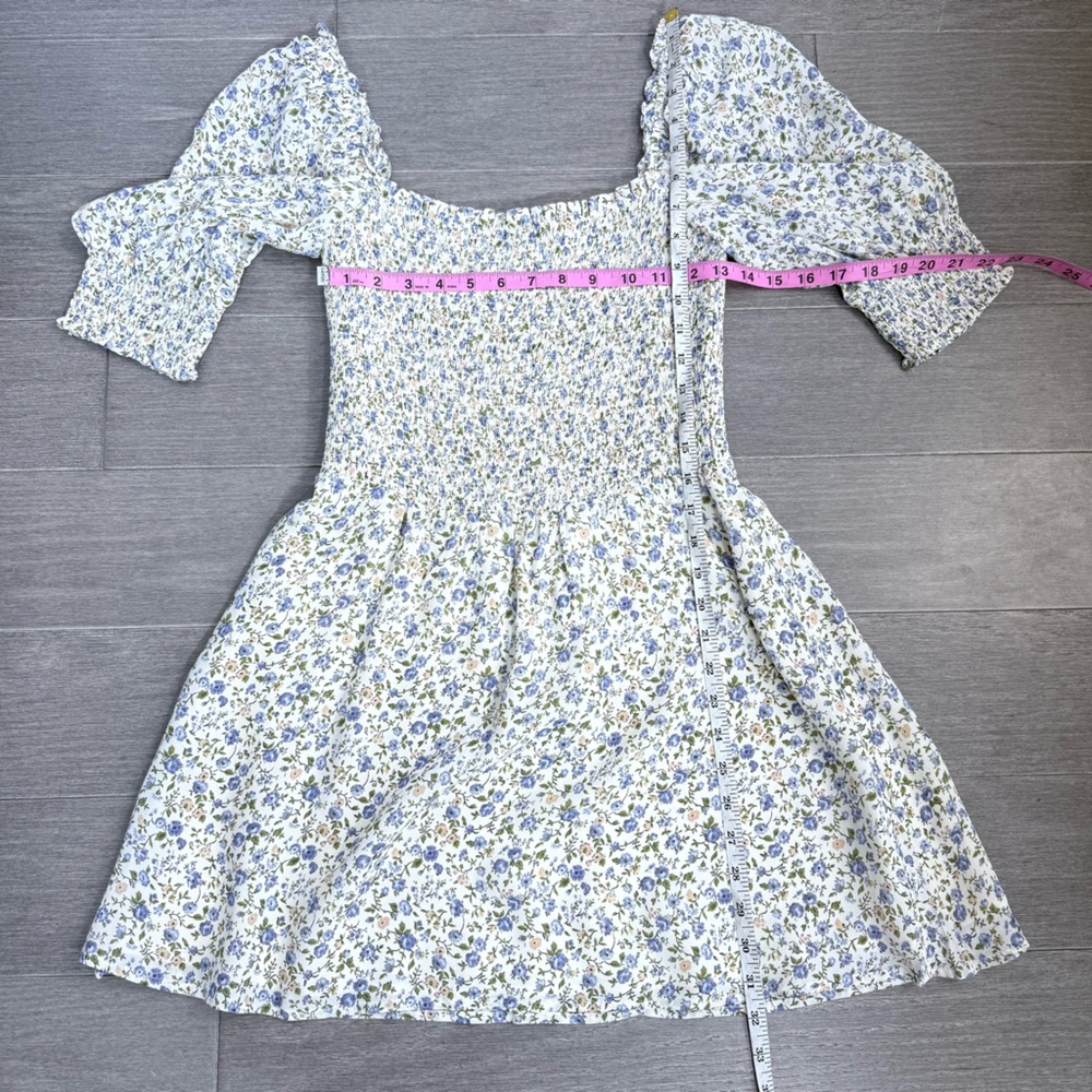 Reformation Elle Dress Pixie 8 White Purple Floral Mini Short Puff Sleeve Boho - Picture 15 of 16